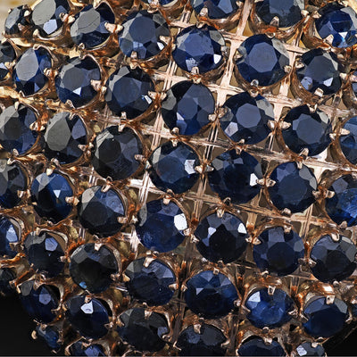 Vintage Estate 10K Yellow Gold Natural Sapphire Domed Pin and Pendant