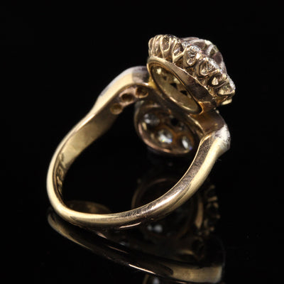 Antique Victorian 18K Yellow Gold Old European Diamond Toi et Moi Ring