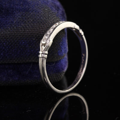 Antique Art Deco Platinum Single Cut Diamond Engraved Wedding Band