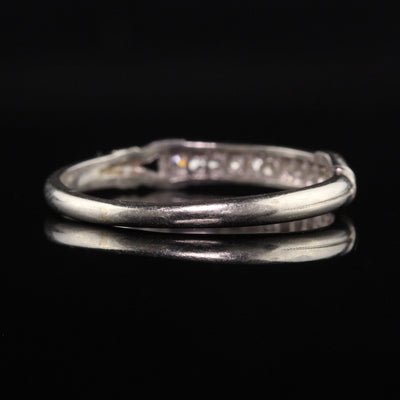 Antique Art Deco Platinum Single Cut Diamond Engraved Wedding Band