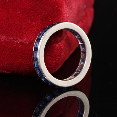 Antique Art Deco Platinum Square Cut Sapphire Eternity Band