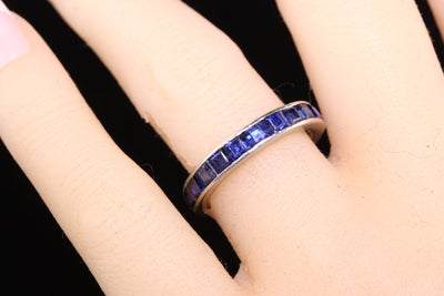 Antique Art Deco Platinum Square Cut Sapphire Eternity Band