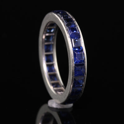 Antique Art Deco Platinum Square Cut Sapphire Eternity Band