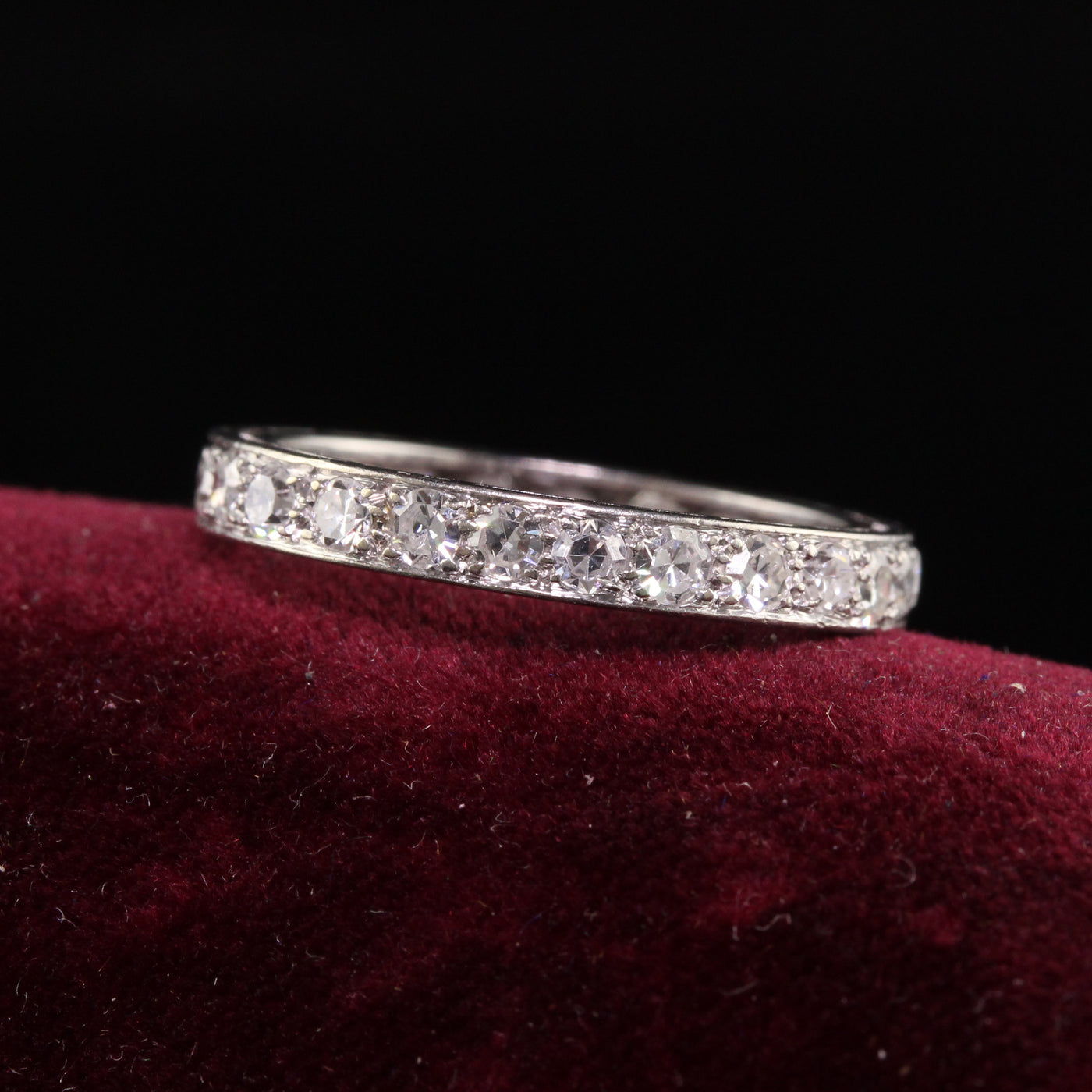 Antique Art Deco Platinum Single Cut Diamond Eternity Band - Size 7