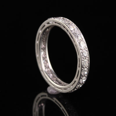 Antique Art Deco Platinum Single Cut Diamond Eternity Band - Size 7