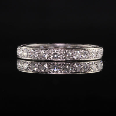 Antique Art Deco Platinum Single Cut Diamond Eternity Band - Size 7