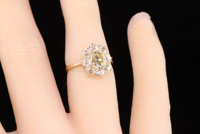 Antique Victorian 18K Yellow Gold Yellow Old Mine Diamond Engagement Ring - GIA