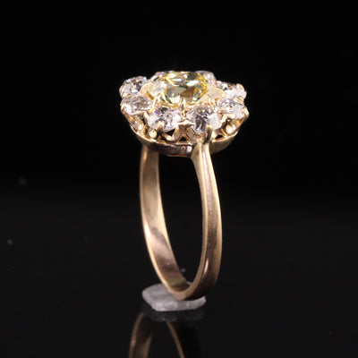 Antique Victorian 18K Yellow Gold Yellow Old Mine Diamond Engagement Ring - GIA