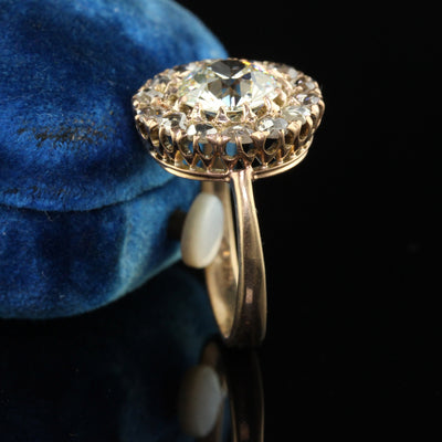 Antique Art Deco 14K Yellow Gold Old European Diamond Engagement Ring - GIA