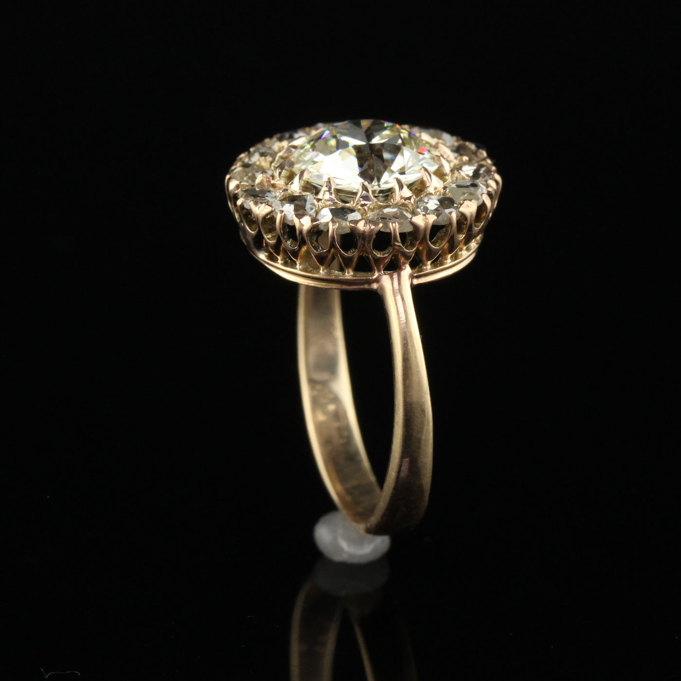 Antique Art Deco 14K Yellow Gold Old European Diamond Engagement Ring - GIA
