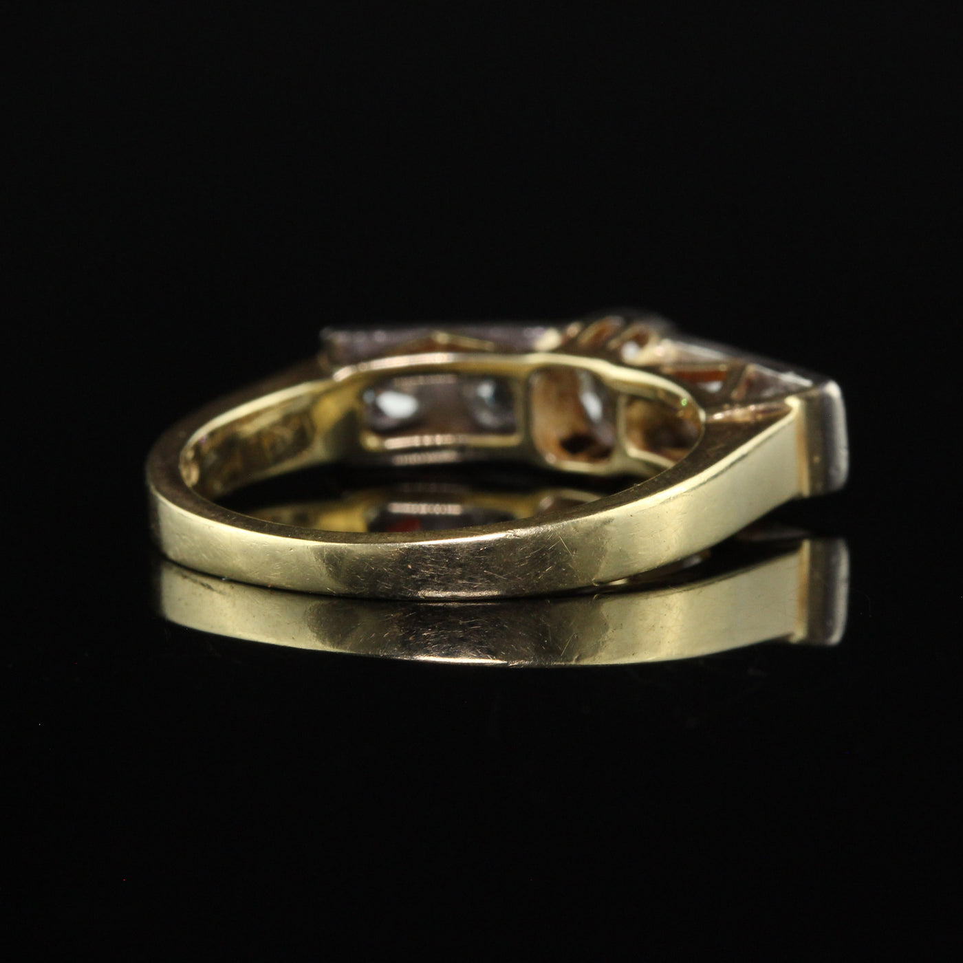 Antique Art Deco 14K Yellow Gold Old Mine Diamond Wedding Band Ring