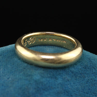 Vintage Tiffany and Co 14K Yellow Gold Classic Wedding Band - Size 4 1/2