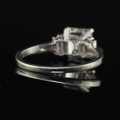 Balance - Antique Art Deco Platinum Old Emerald Cut Diamond Engagement Ring - GIA