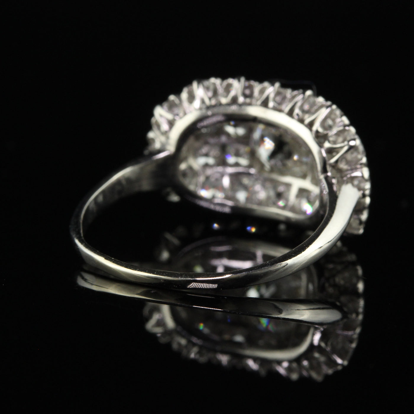 Antique Art Deco Platinum Old Mine European Cut Diamond Saddle Engagement Ring