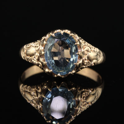 Antique Victorian 10K Yellow Gold Natural Unheated Sapphire Engagement Ring