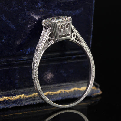 Channel Diamond Asscher Cut Vintage Engagement Ring In Platinum |  Fascinating Diamonds