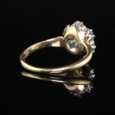 Antique Victorian 14K Yellow Gold Fancy Yellow Old Mine Diamond Engagement Ring - GIA