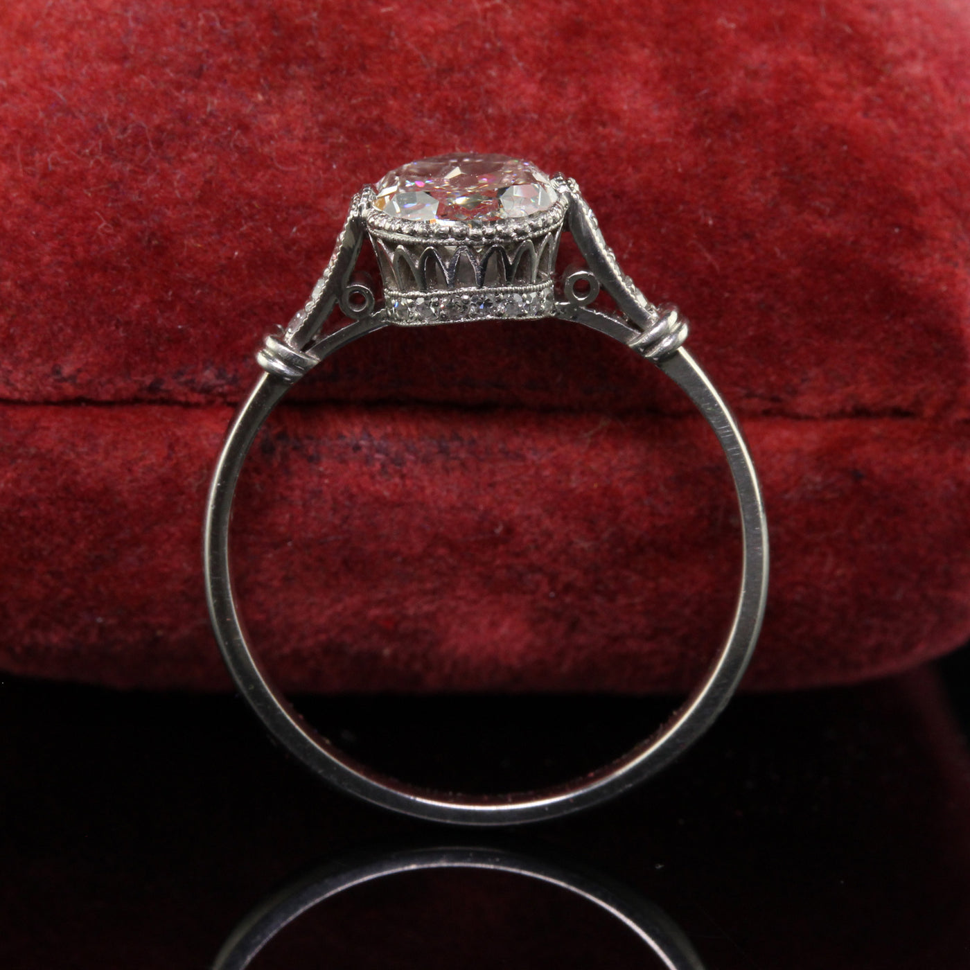 Antique Edwardian Platinum Old Oval Cut Diamond Engagement Ring