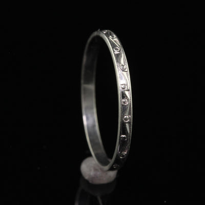 Antique Art Deco Platinum Thin Engraved Wedding Band - Size 6 3/4