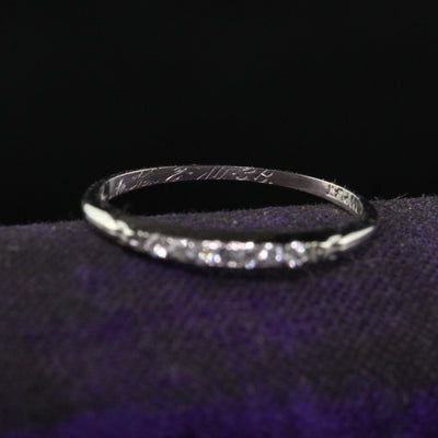 Antique Art Deco Platinum Single Cut Diamond Wedding Band - Size 5