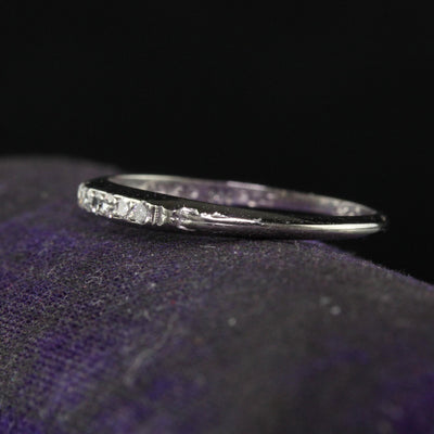 Antique Art Deco Platinum Single Cut Diamond Wedding Band - Size 5