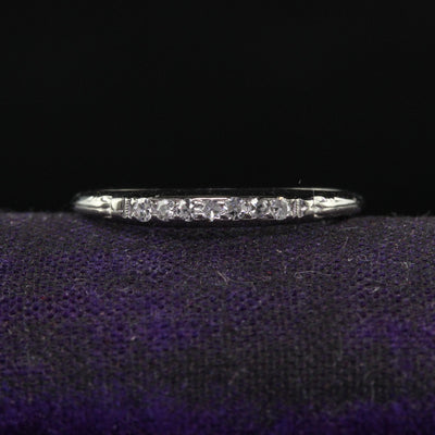 Antique Art Deco Platinum Single Cut Diamond Wedding Band - Size 5