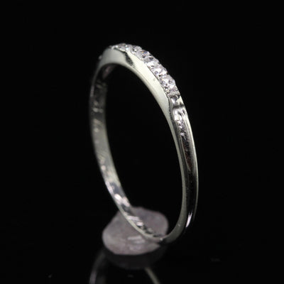 Antique Art Deco Platinum Single Cut Diamond Wedding Band - Size 5