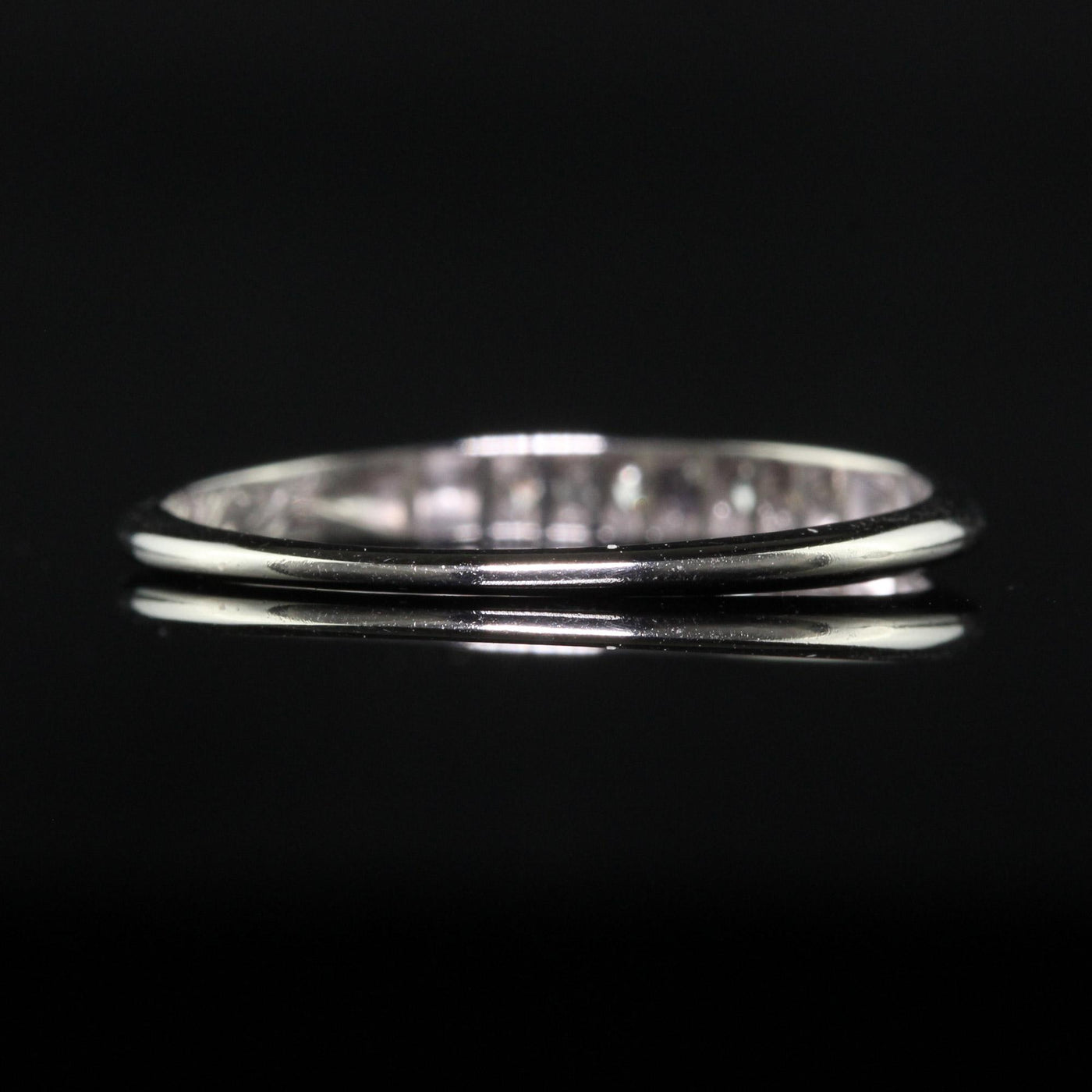 Antique Art Deco Platinum Single Cut Diamond Wedding Band - Size 5