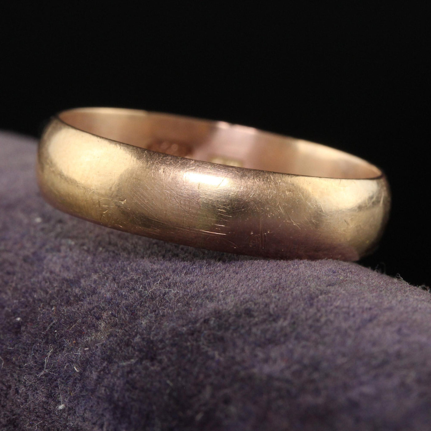 Antique Art Deco 16K Rose Gold Wide Wedding Band - Size 13 1/2