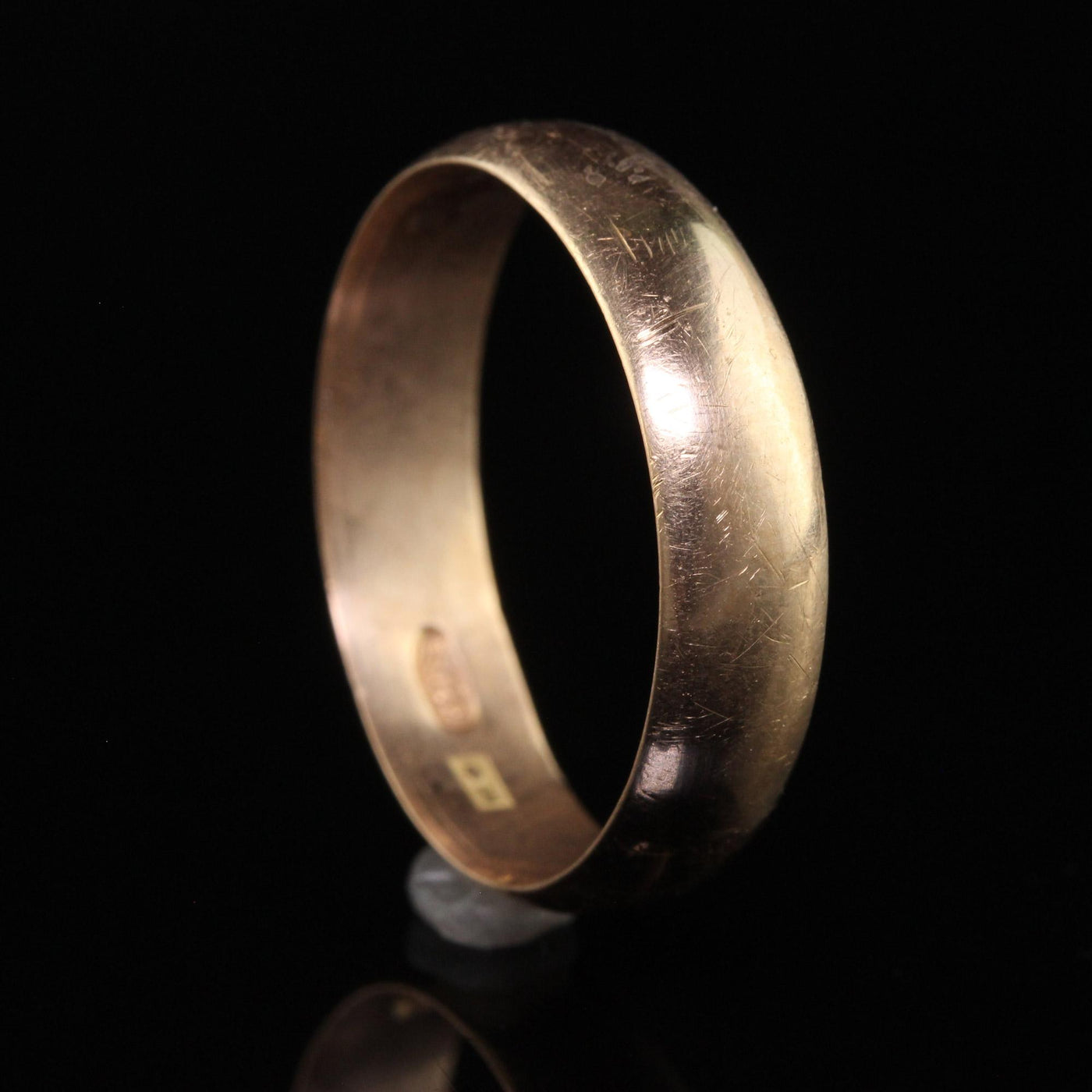 Antique Art Deco 16K Rose Gold Wide Wedding Band - Size 13 1/2