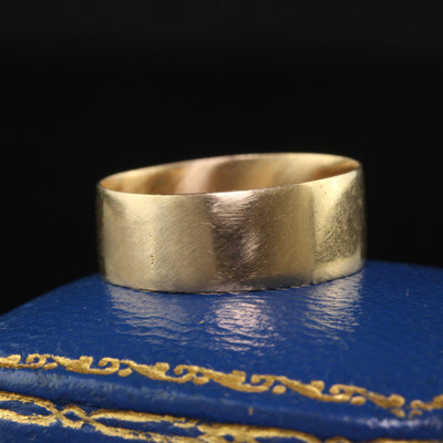 Antique Victorian 14K Yellow Gold Classic Wide Wedding Band - Size 5 3/4