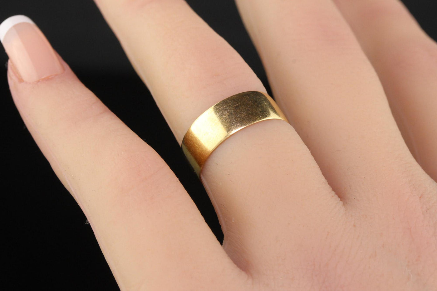 Antique Victorian 14K Yellow Gold Classic Wide Wedding Band - Size 5 3/4