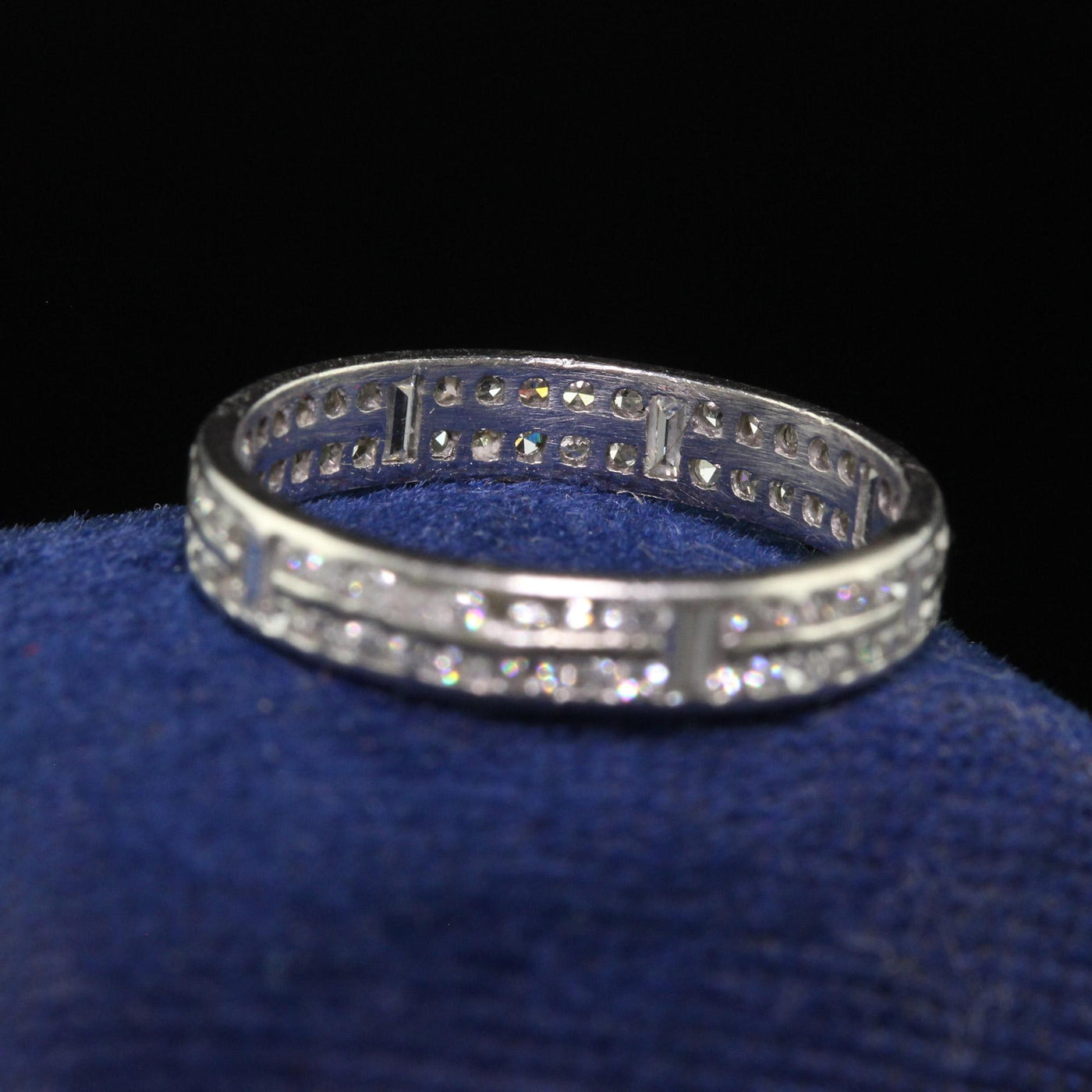 Antique Art Deco Platinum Single Cut Diamond Baguette Eternity Band - Size 5 1/2