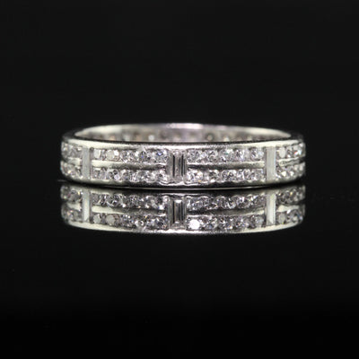 Antique Art Deco Platinum Single Cut Diamond Baguette Eternity Band - Size 5 1/2