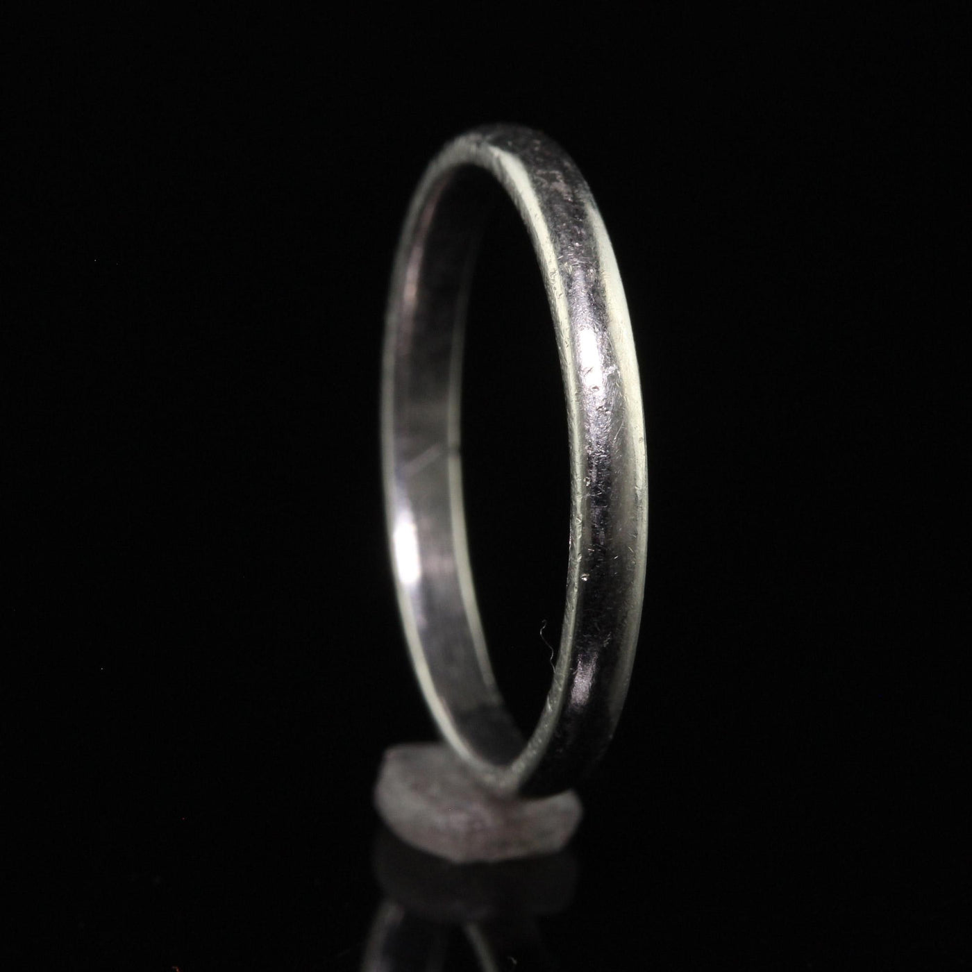 Antique Art Deco Platinum Classic Thin Wedding Band - Size 5 1/4