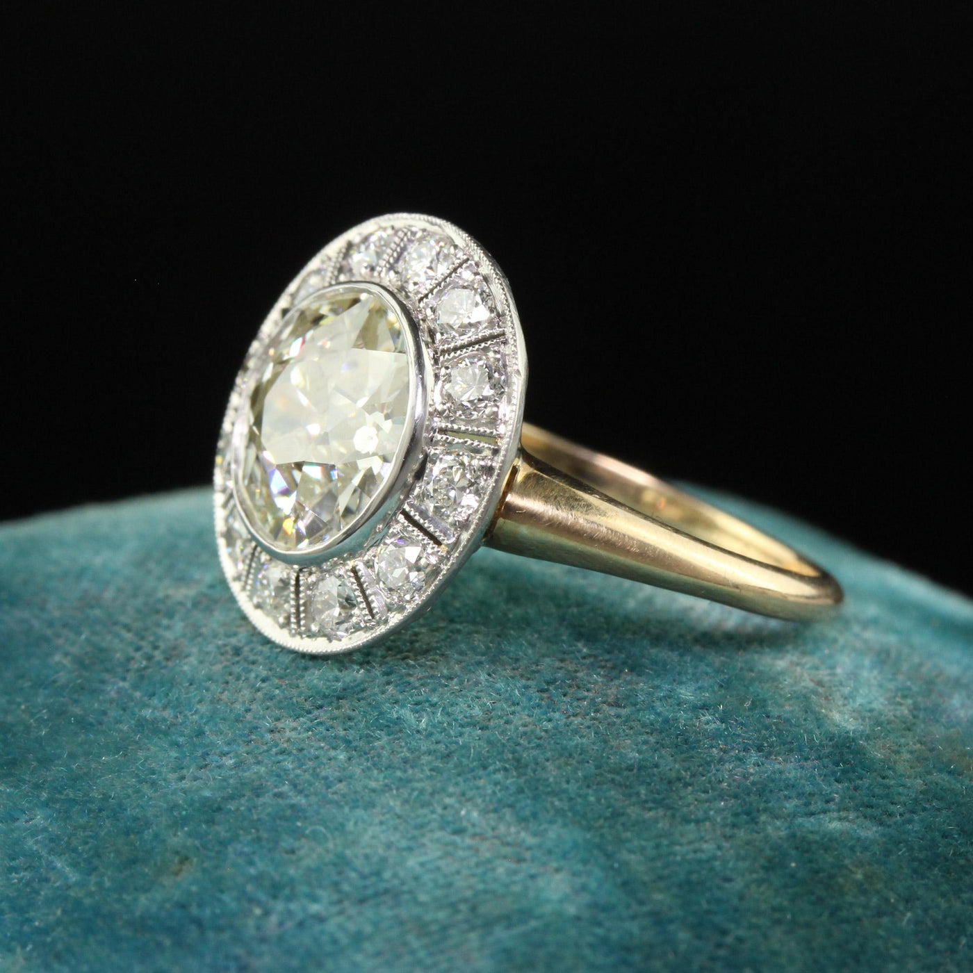 Antique Edwardian 18K Gold Platinum Old Euro Diamond Engagement Ring - GIA