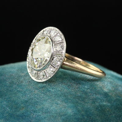 Antique Edwardian 18K Gold Platinum Old Euro Diamond Engagement Ring - GIA