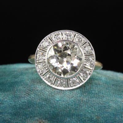 Antique Edwardian 18K Gold Platinum Old Euro Diamond Engagement Ring - GIA