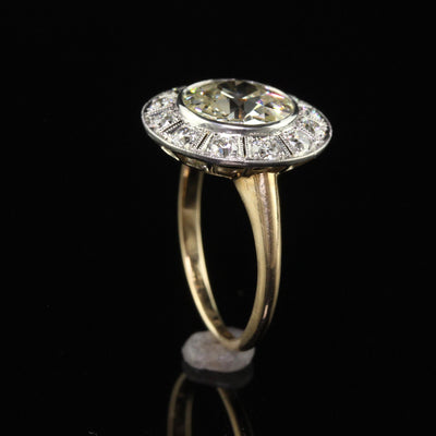 Antique Edwardian 18K Gold Platinum Old Euro Diamond Engagement Ring - GIA