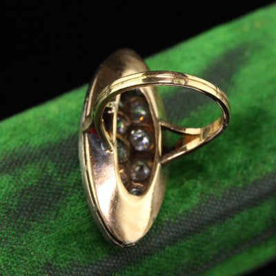 Antique Victorian French 18K Yellow Gold Old Mine Diamond Shield Ring