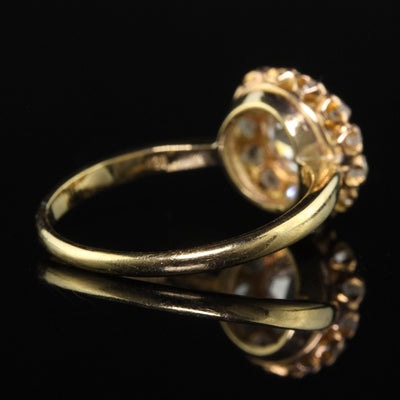 Antique Art Deco 18K Yellow Gold Rose Cut Diamond Engagement Ring - GIA