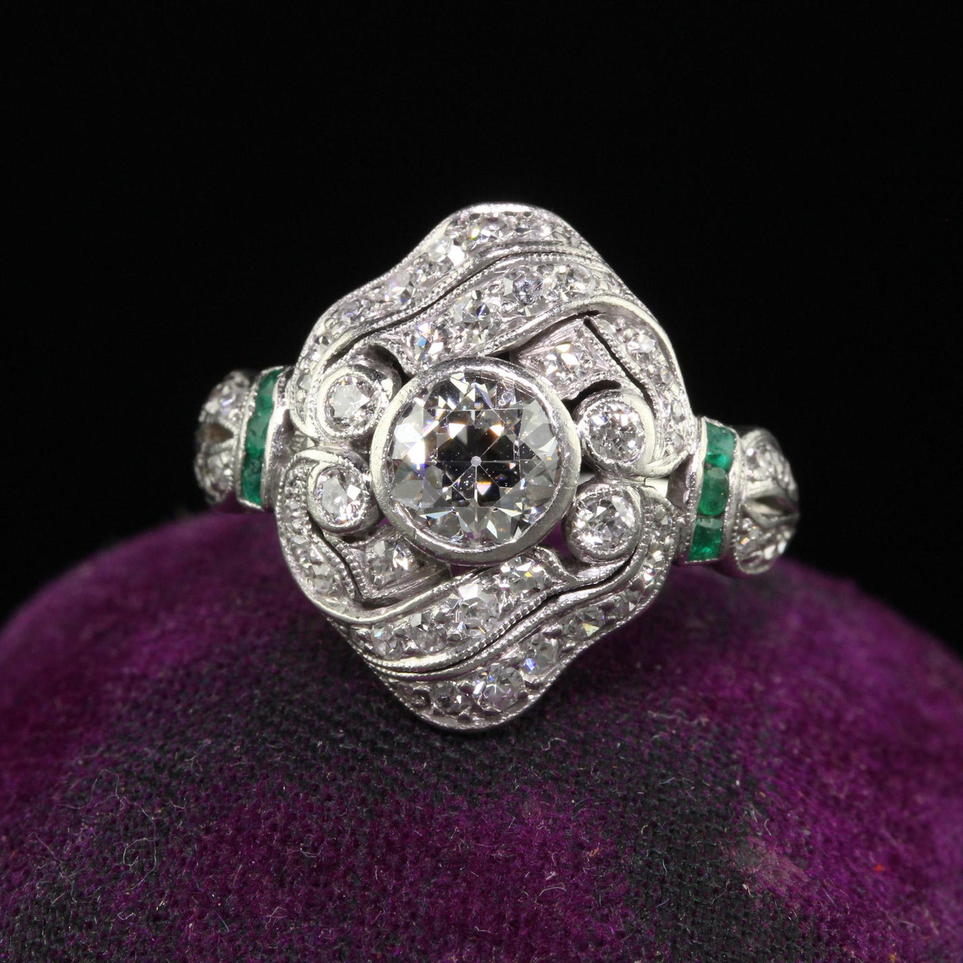 Antique Edwardian J.E. Caldwell Platinum Old Euro Diamond Engagement Ring