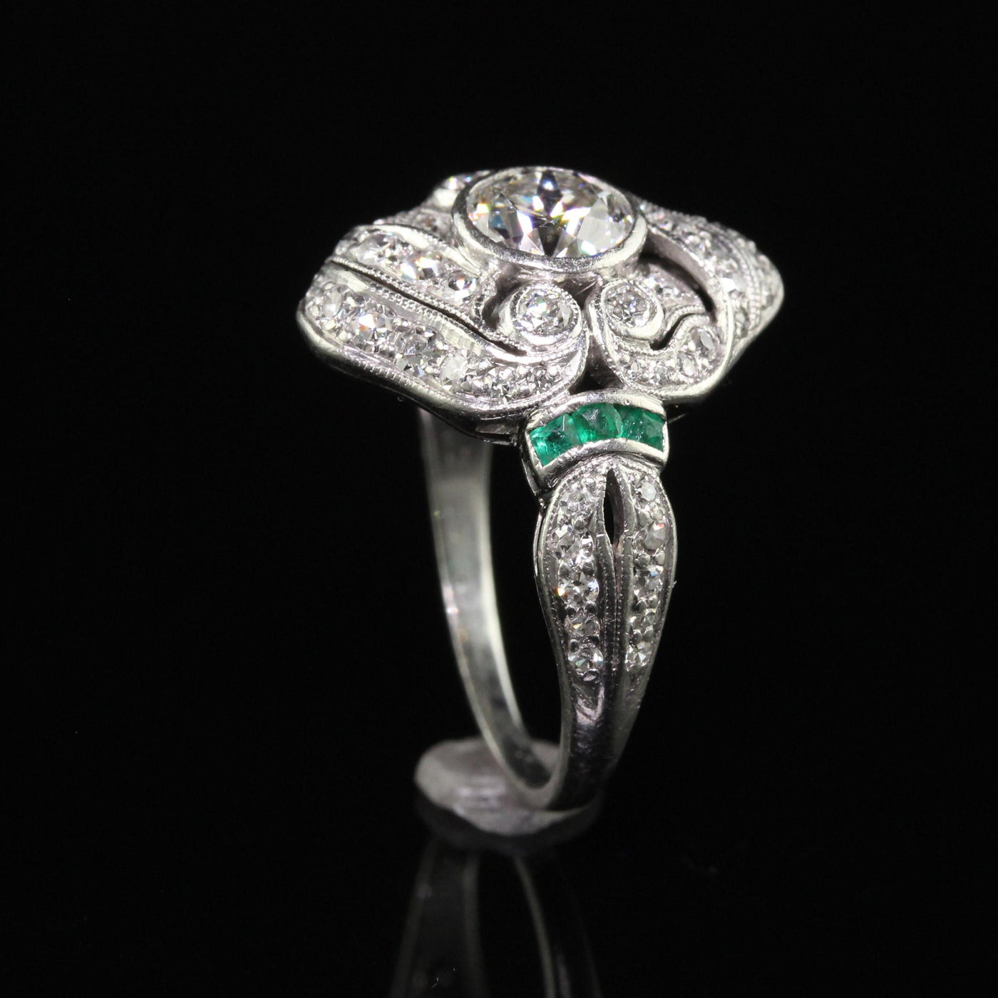 Antique Edwardian J.E. Caldwell Platinum Old Euro Diamond Engagement Ring