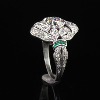 Antique Edwardian J.E. Caldwell Platinum Old Euro Diamond Engagement Ring