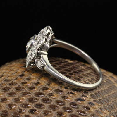 Antique Edwardian French Platinum Old European Diamond Engagement Ring