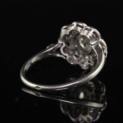 Antique Edwardian French Platinum Old European Diamond Engagement Ring