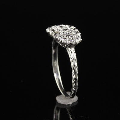 Antique Art Deco 14K White Gold Platinum Top Old Mine Diamond Ring