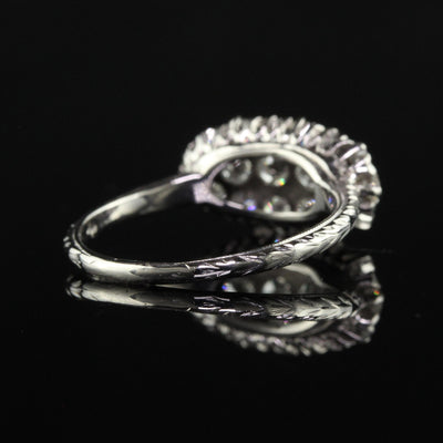 Antique Art Deco 14K White Gold Platinum Top Old Mine Diamond Ring