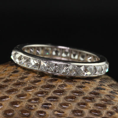 Antique Art Deco Platinum French Cut Diamond Eternity Band Ring - Size 5 3/4