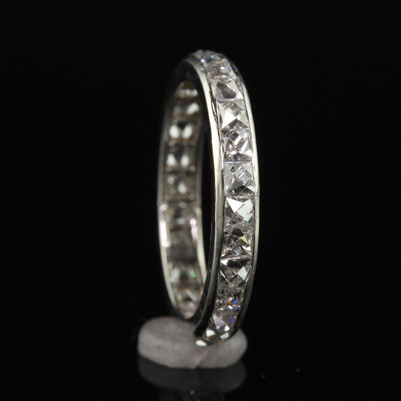 Antique Art Deco Platinum French Cut Diamond Eternity Band Ring - Size 5 3/4